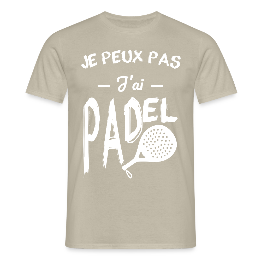 T-shirt padel Homme - Je peux pas j'ai padel - beige sable