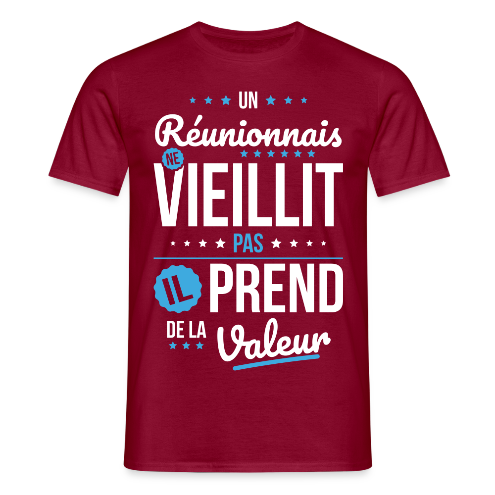 T-shirt Homme - Un Réunionnais ne vieillit pas - rouge brique