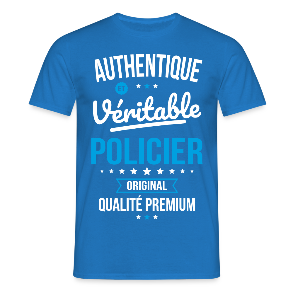 T-shirt Homme - Authentique et véritable Policier - bleu royal