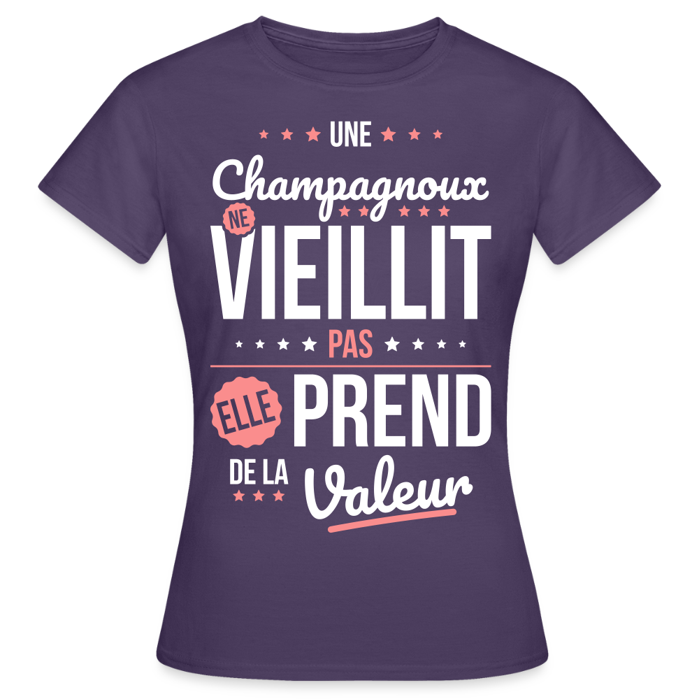 T-shirt Femme - Une Champagnoux ne vieillit pas - violet foncé