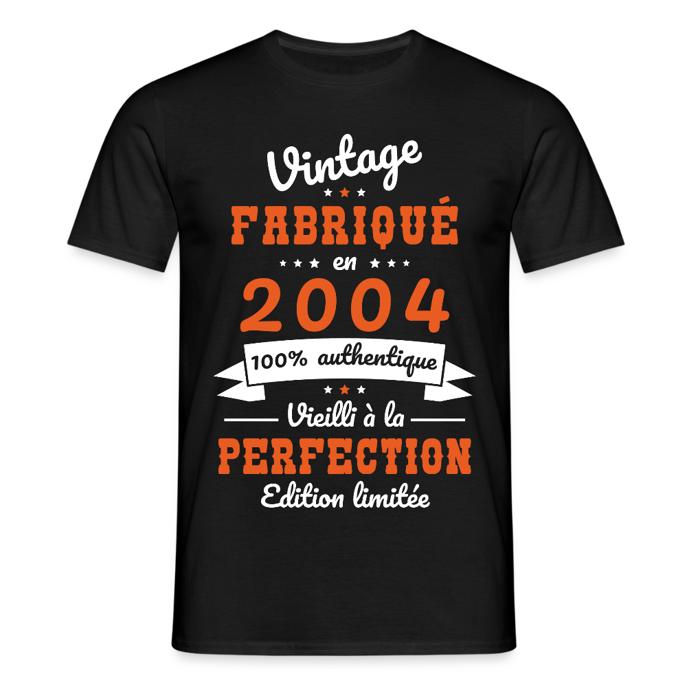 T-shirt Homme - Anniversaire 21 Ans - Vintage Fabriqué en 2004 - noir