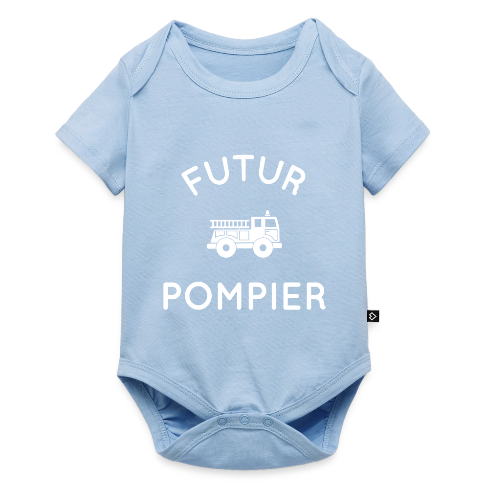 Body Bébé bio manches courtes - Futur pompier - bleu clair