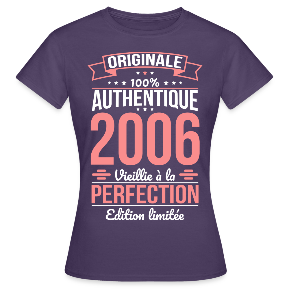 T-shirt Femme - Anniversaire 19 Ans - Originale 2006 - violet foncé