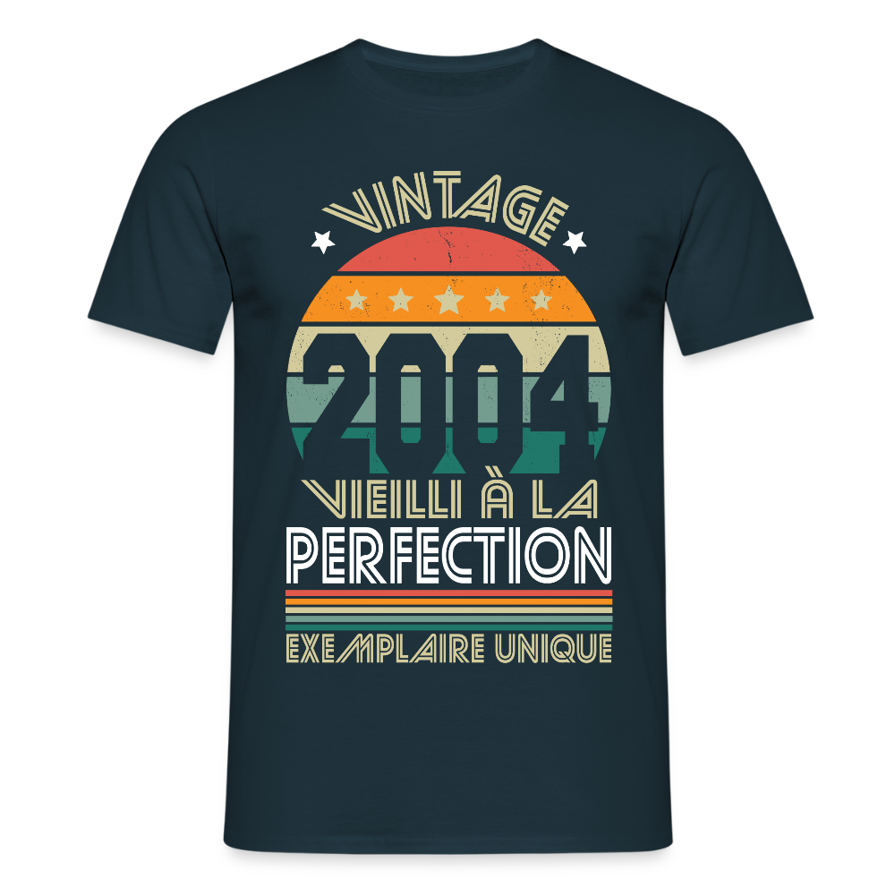 T-shirt Homme - Anniversaire 21 Ans - Vintage 2004 - marine