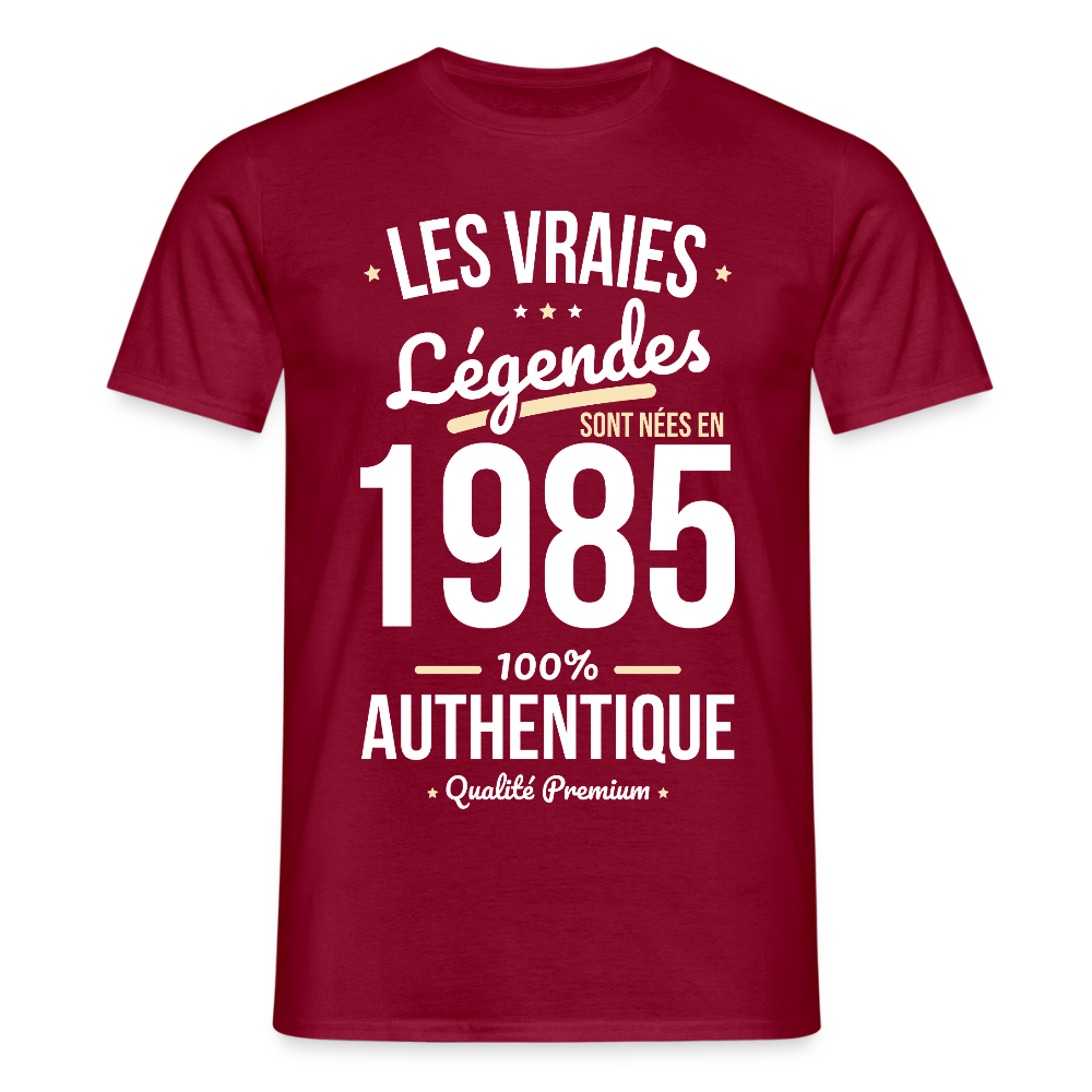 T-shirt Homme - Anniversaire 40 Ans - Les vraies Légendes sont nées en 1985 - rouge brique