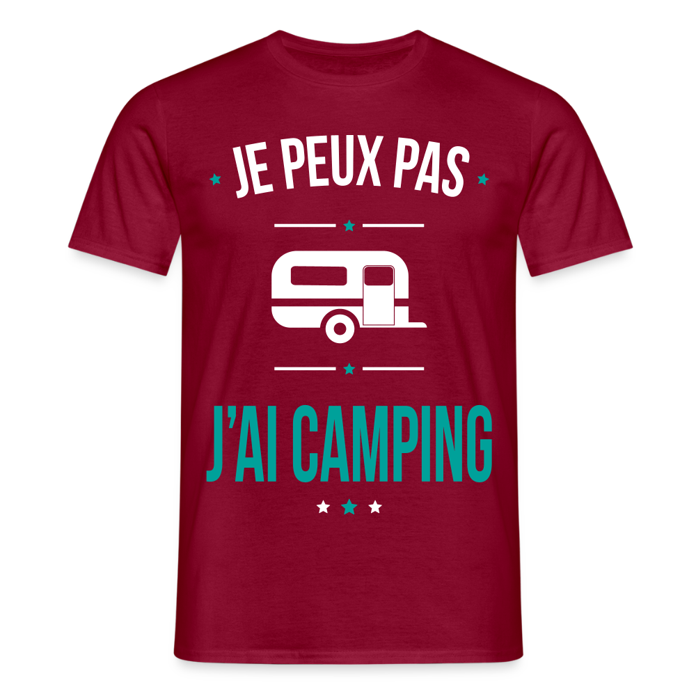 T-shirt Homme - Je peux pas j'ai Camping - rouge brique