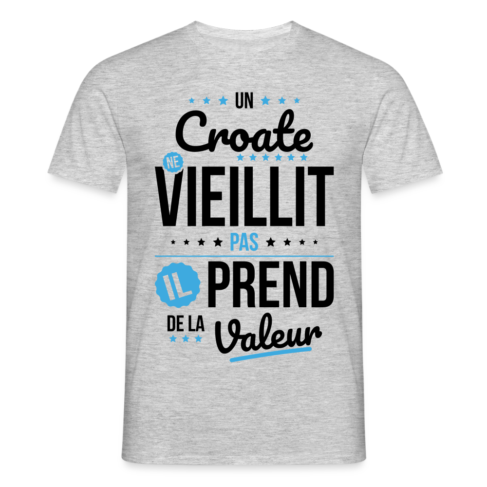 T-shirt Homme - Un Croate ne vieillit pas - gris chiné