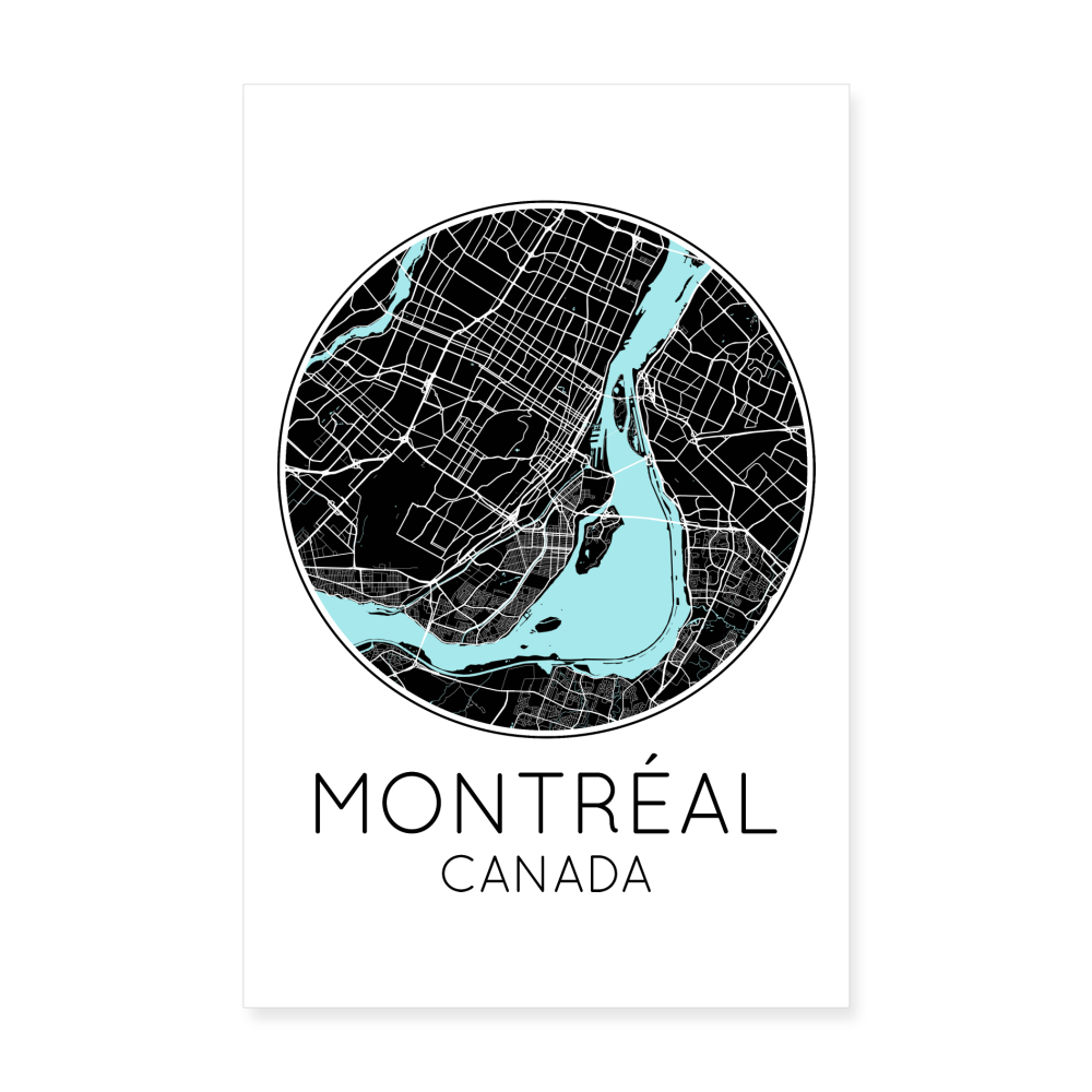 Poster Montréal - Plan Montréal - 20 x 30 cm - blanc
