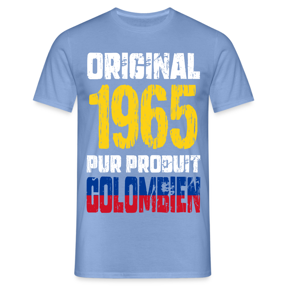 T-shirt Homme - Anniversaire 60 Ans - Original 1965 - Pur produit Colombien - carolina blue