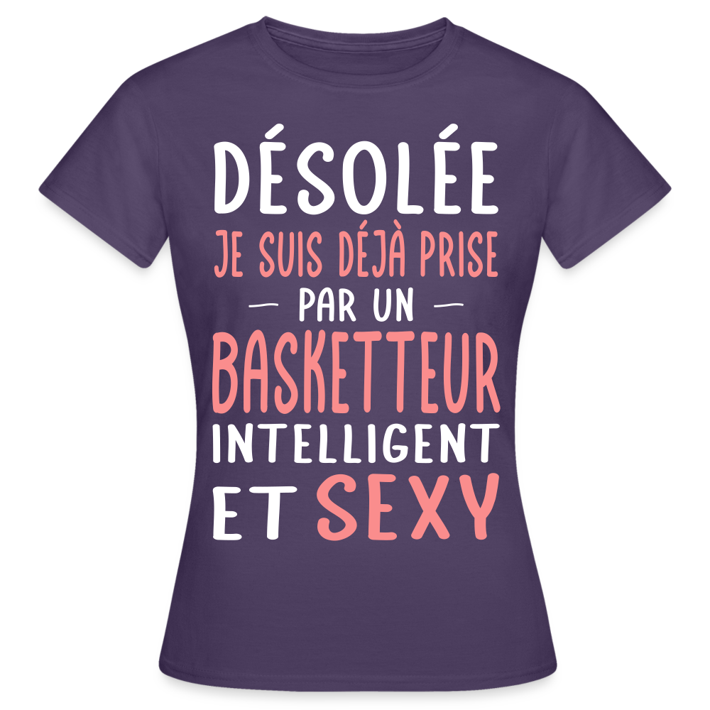 T-shirt Femme - Je suis déjà prise par un basketteur intelligent et sexy - violet foncé