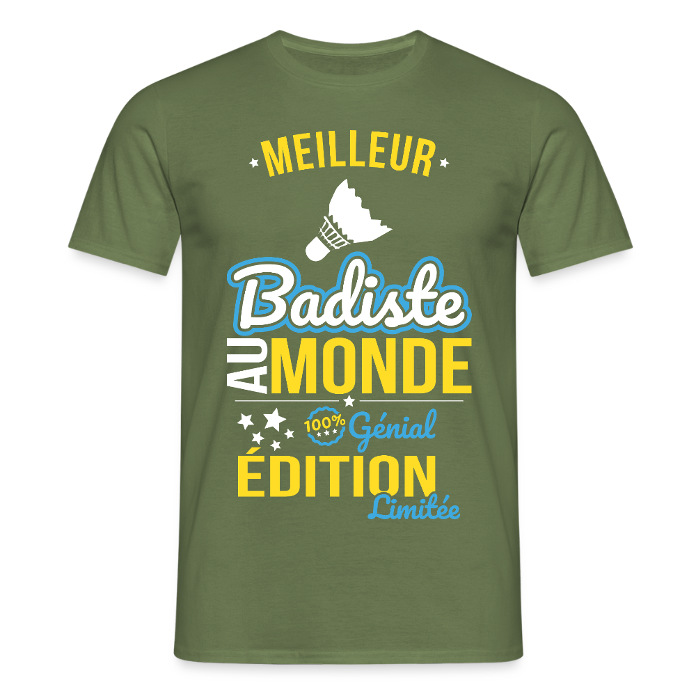 T-shirt Homme - Meilleur Badiste au monde - 100% génial - vert militaire