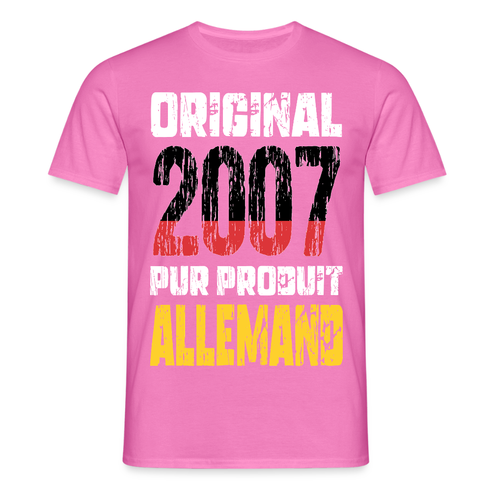 T-shirt Homme - Anniversaire 18 Ans - Original 2007 - Pur produit Allemand - rose