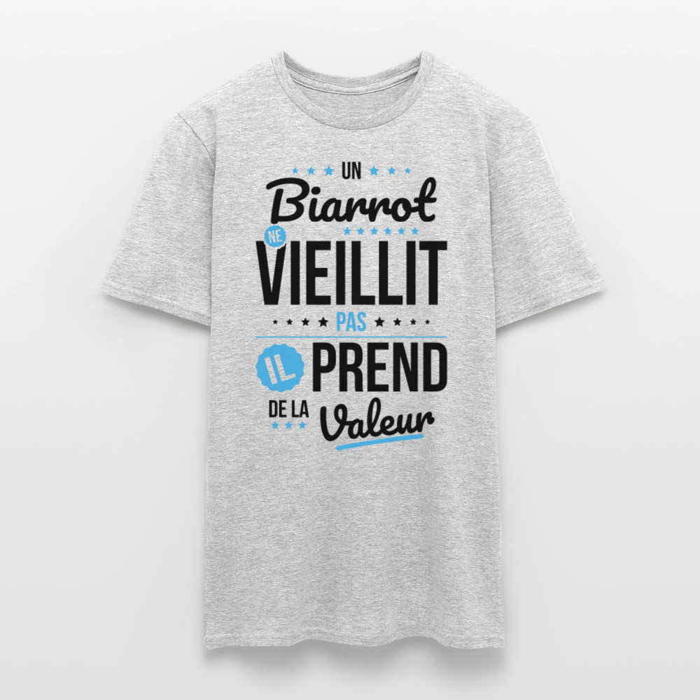 T-shirt Homme - Un Biarrot ne vieillit pas - gris chiné