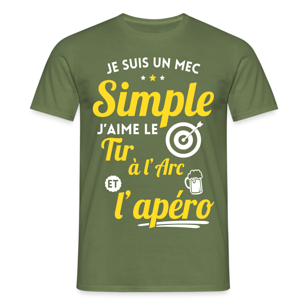 T-shirt Homme - J'aime le tir à l'arc et l'apéro - vert militaire