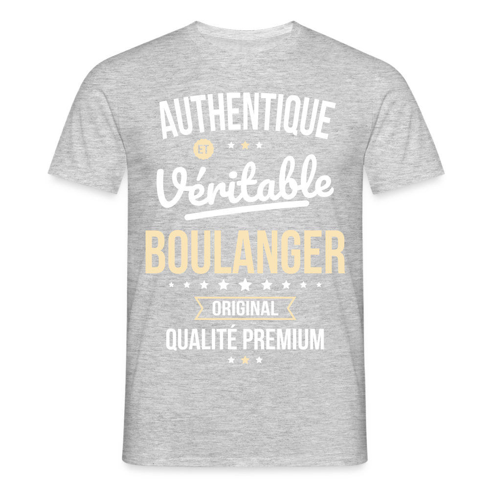 T-shirt Homme - Authentique et véritable Boulanger - gris chiné