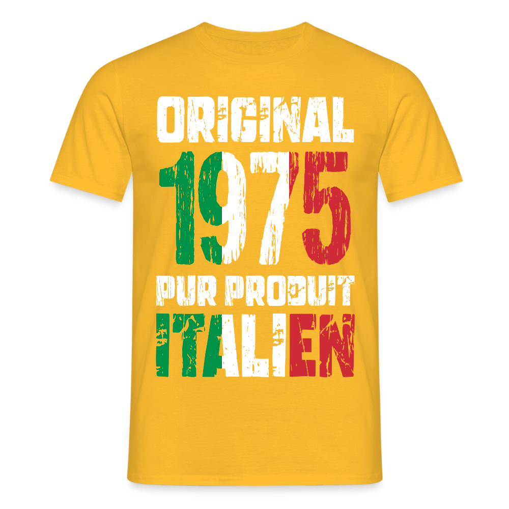 T-shirt Homme - Anniversaire 50 Ans - Original 1975 - Pur produit Italien - jaune