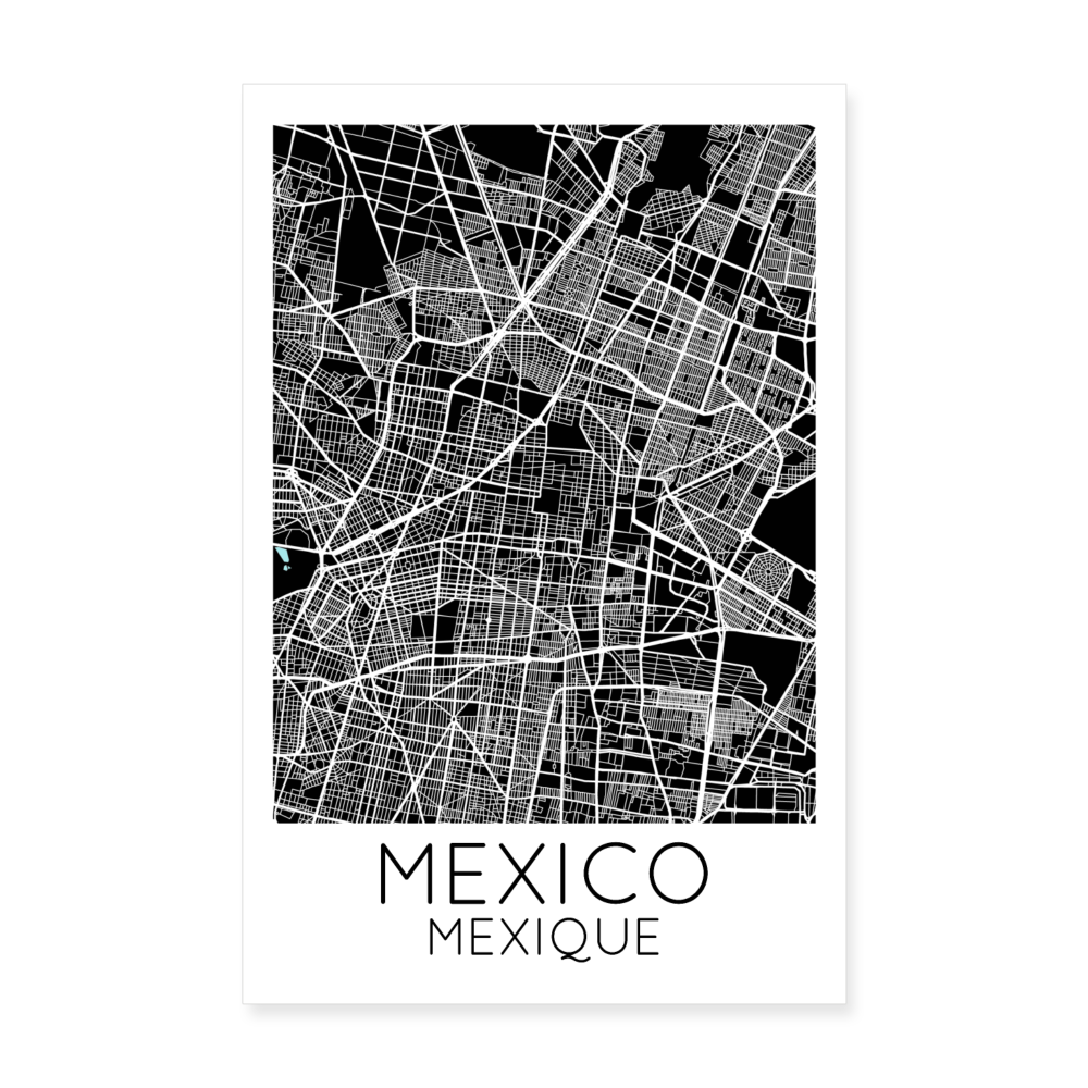 Poster Mexico - Plan Mexico - 20 x 30 cm - blanc