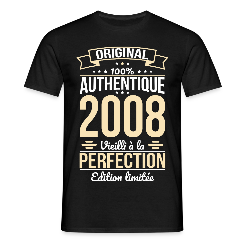 T-shirt anniversaire homme 18 ans – Original 2008 - noir