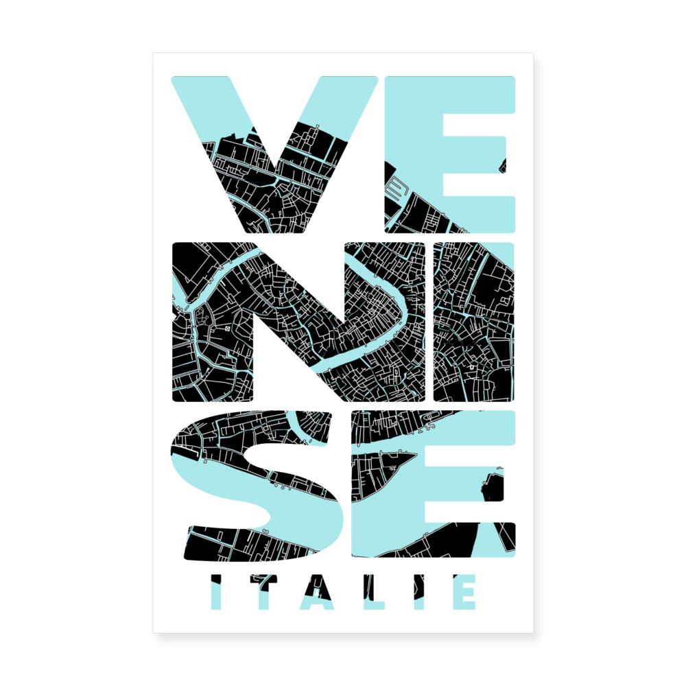 Poster Venise - Plan Venise - 20 x 30 cm - blanc