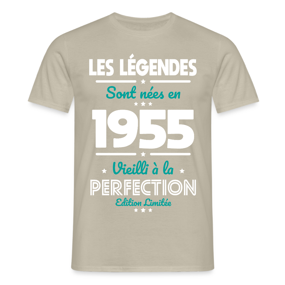 T-shirt Homme - Anniversaire 70 Ans - Les Légendes sont nées en 1955 - beige sable