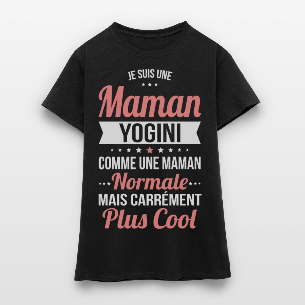 T-shirt Femme - Maman yogini plus cool - noir