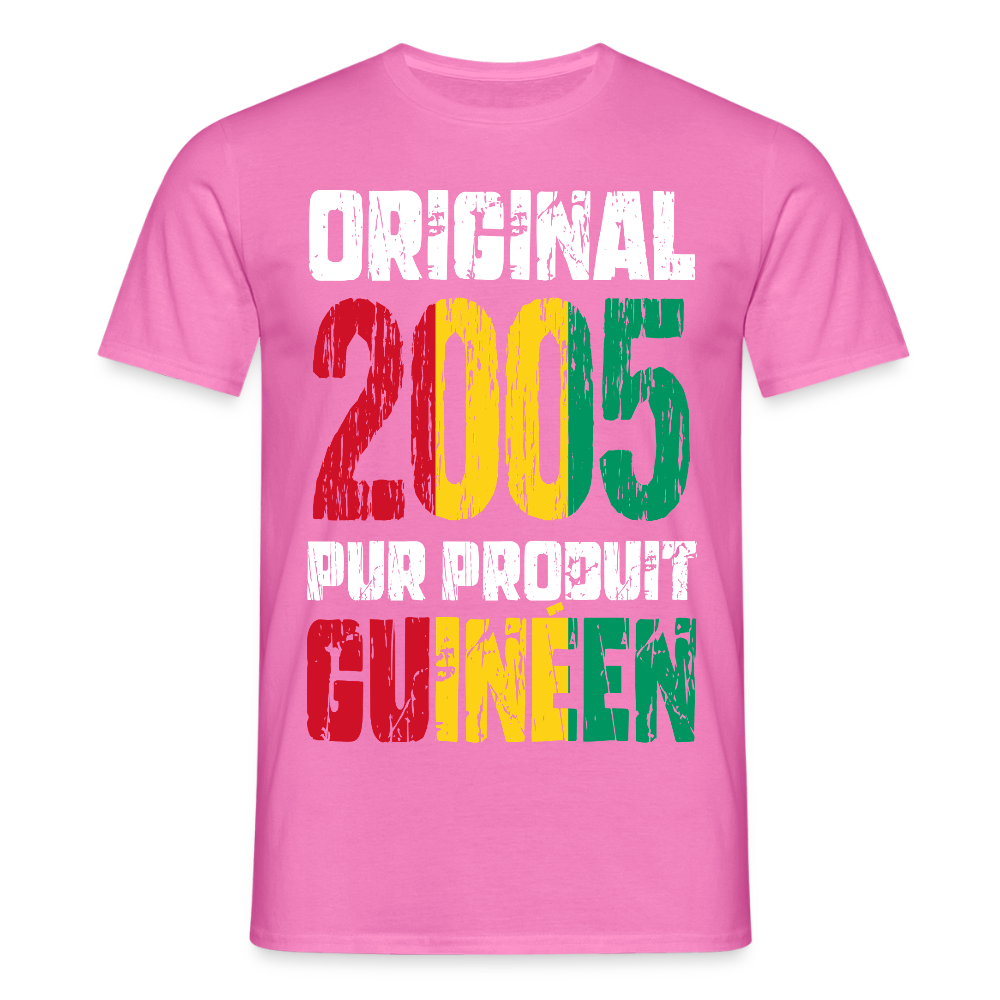 T-shirt Homme - Anniversaire 20 Ans - Original 2005 - Pur produit Guinéen - rose
