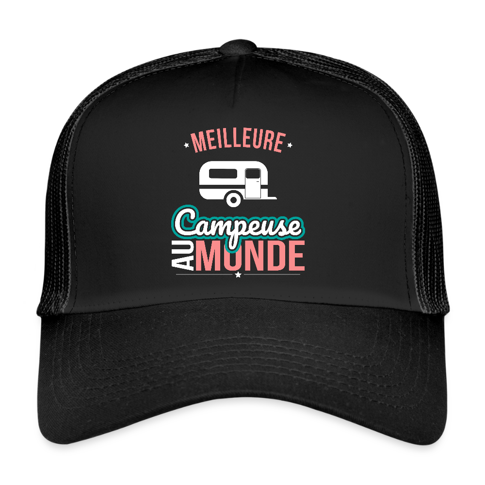 Casquette Trucker - Meilleure campeuse au monde - noir/noir