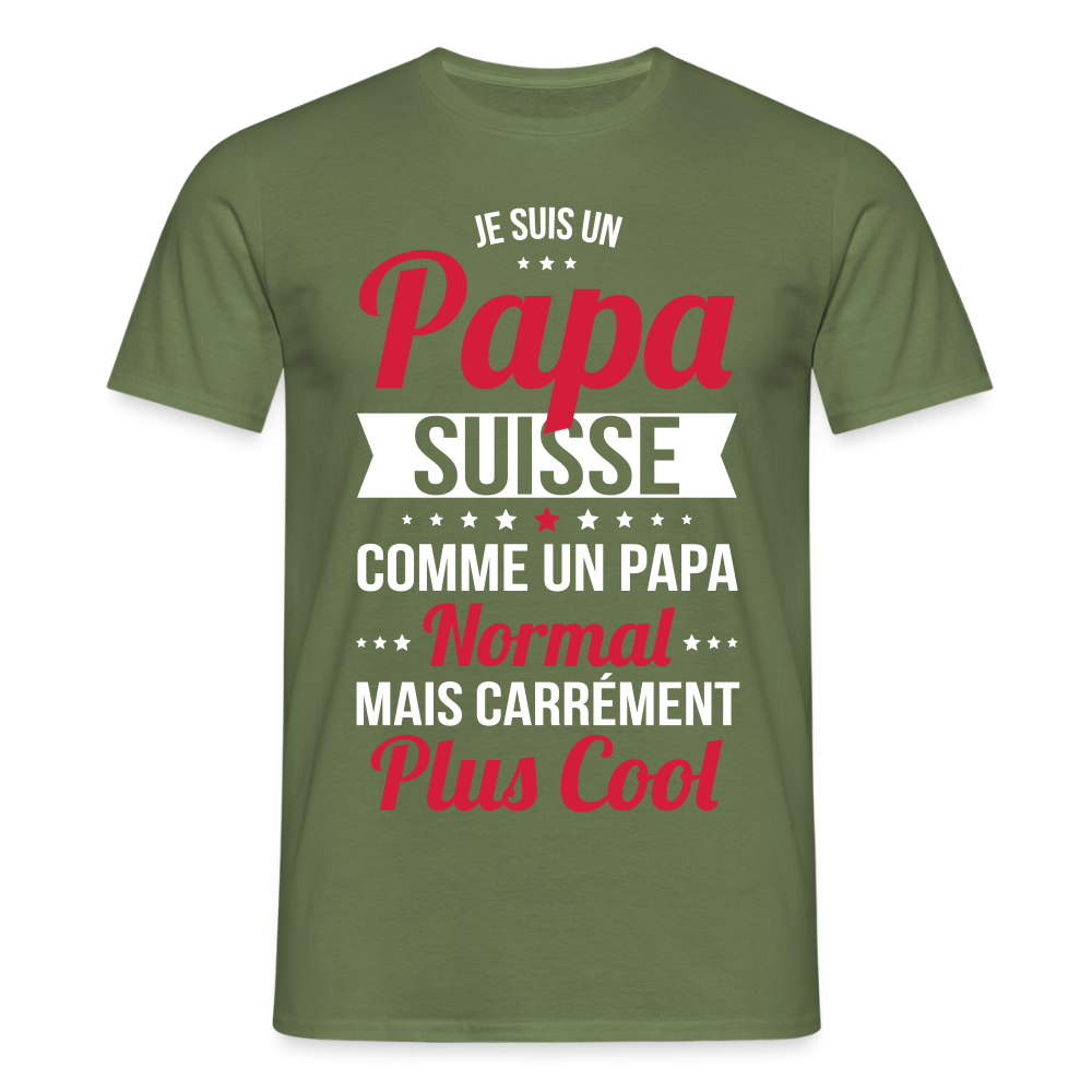T-shirt Homme - Papa Suisse Plus Cool - vert militaire
