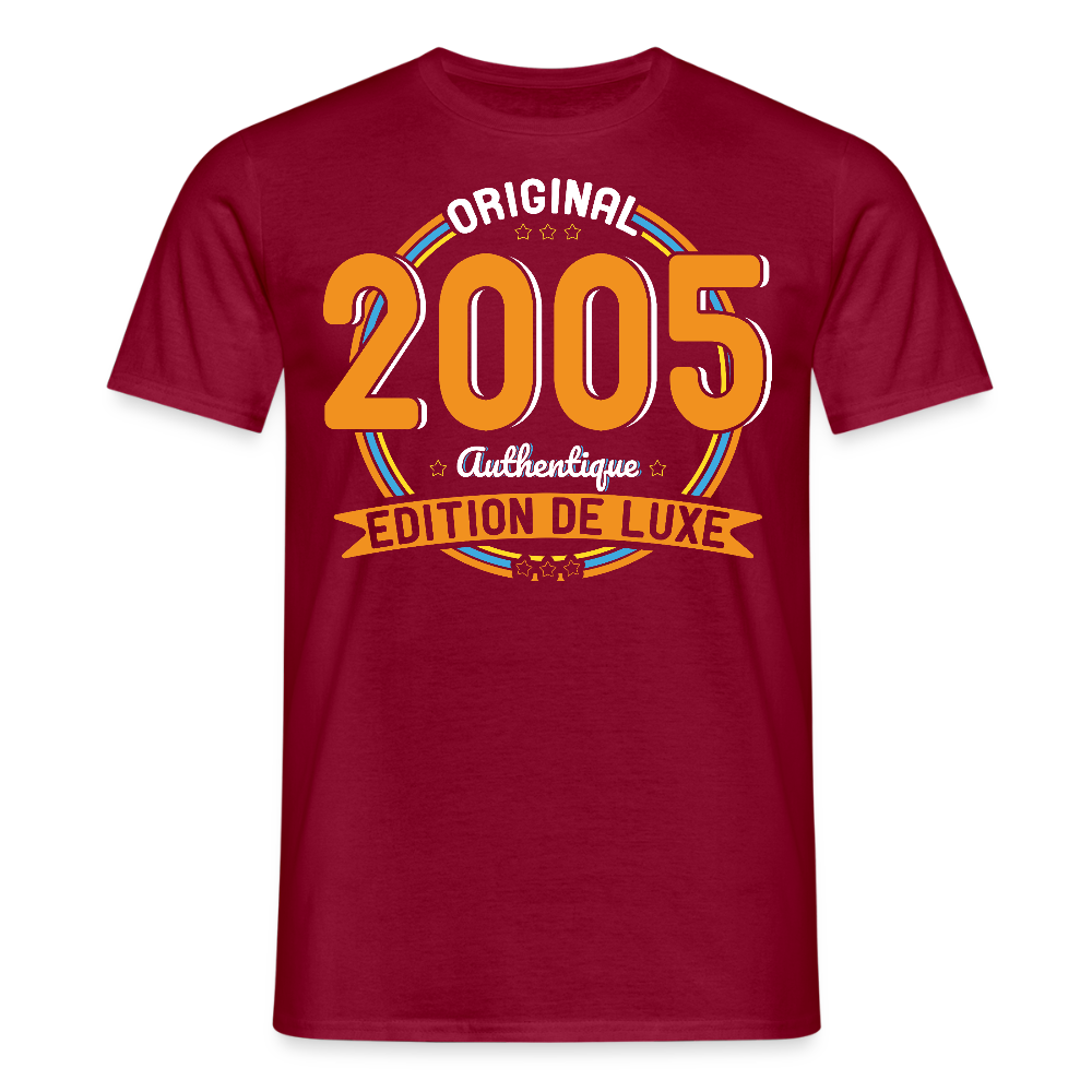 T-shirt Homme - Anniversaire 20 Ans - Original 2005 Authentique - rouge brique