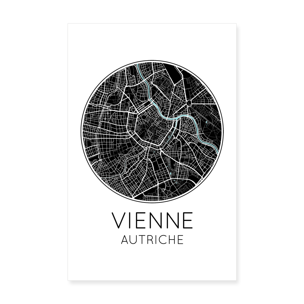 Poster Vienne - Plan Vienne - 20 x 30 cm - blanc