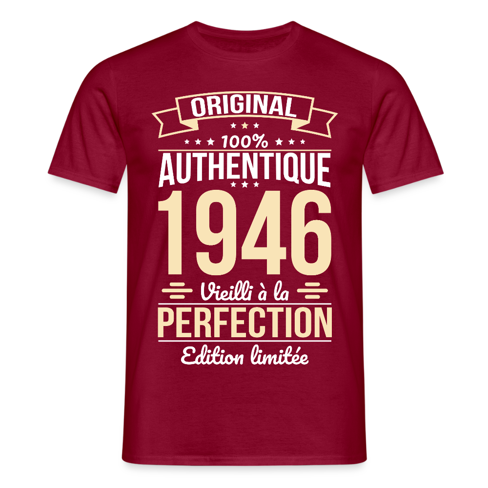 T-shirt anniversaire homme 80 ans – Original 1946 - rouge brique