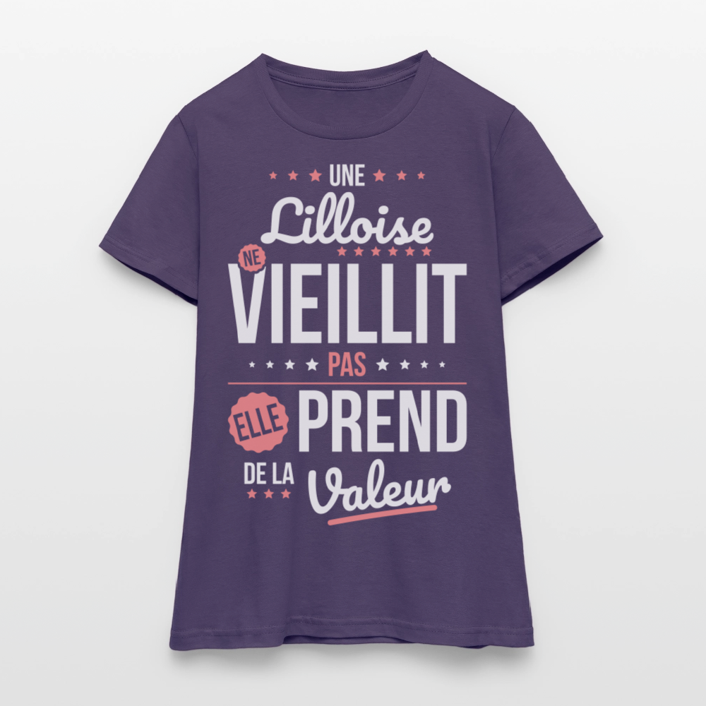 T-shirt Femme - Une Lilloise ne vieillit pas - violet foncé