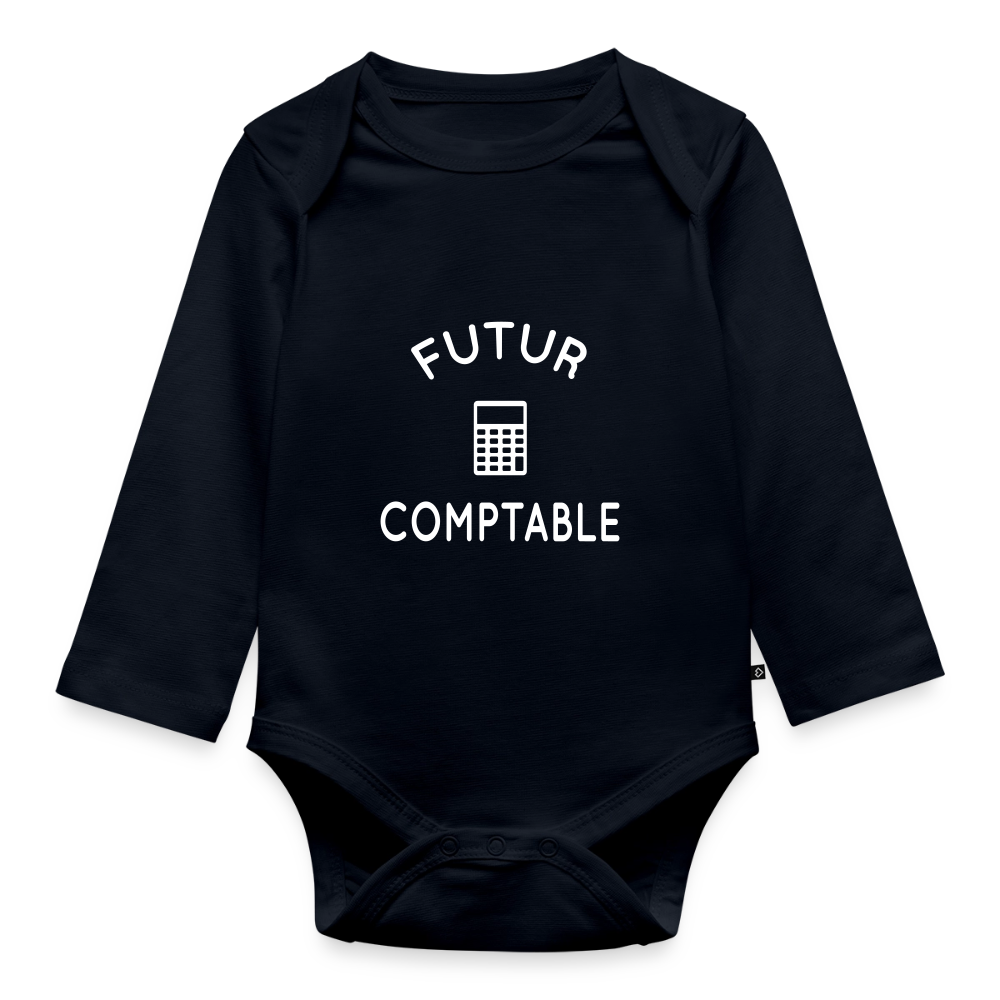 Body Bébé bio manches longues - Futur comptable - bleu marine