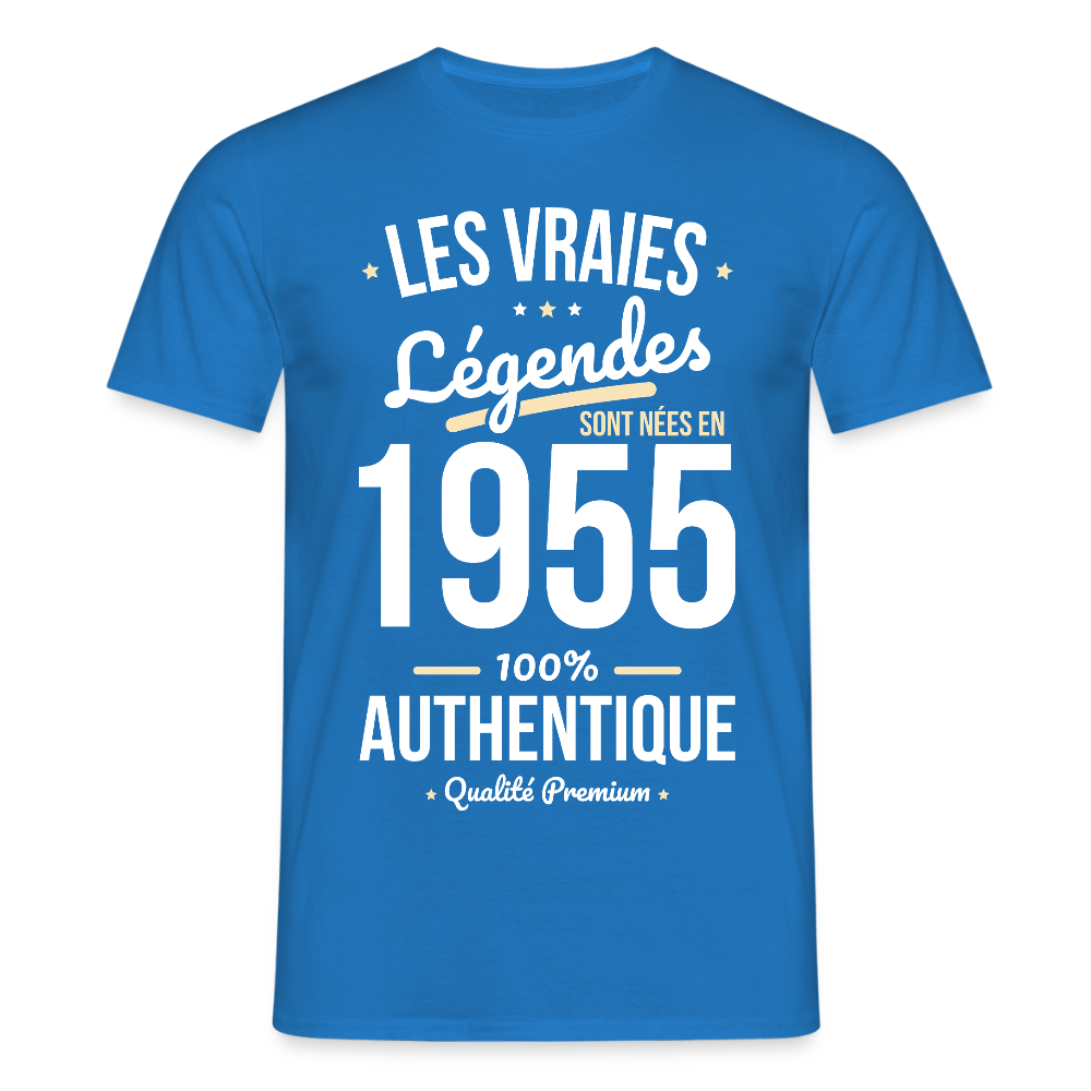 T-shirt Homme - Anniversaire 70 Ans - Les vraies Légendes sont nées en 1955 - bleu royal