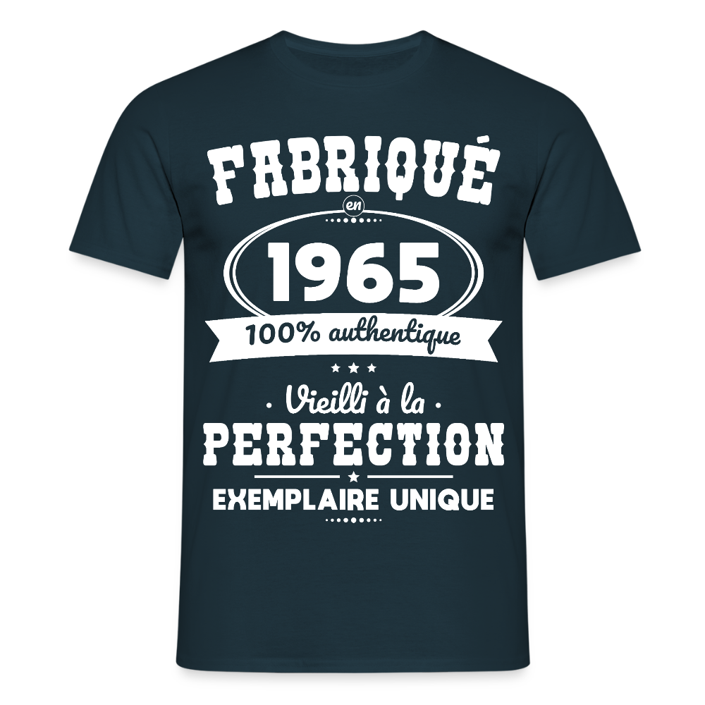 T-shirt Homme - Anniversaire 60 Ans - Fabriqué en 1965 - marine