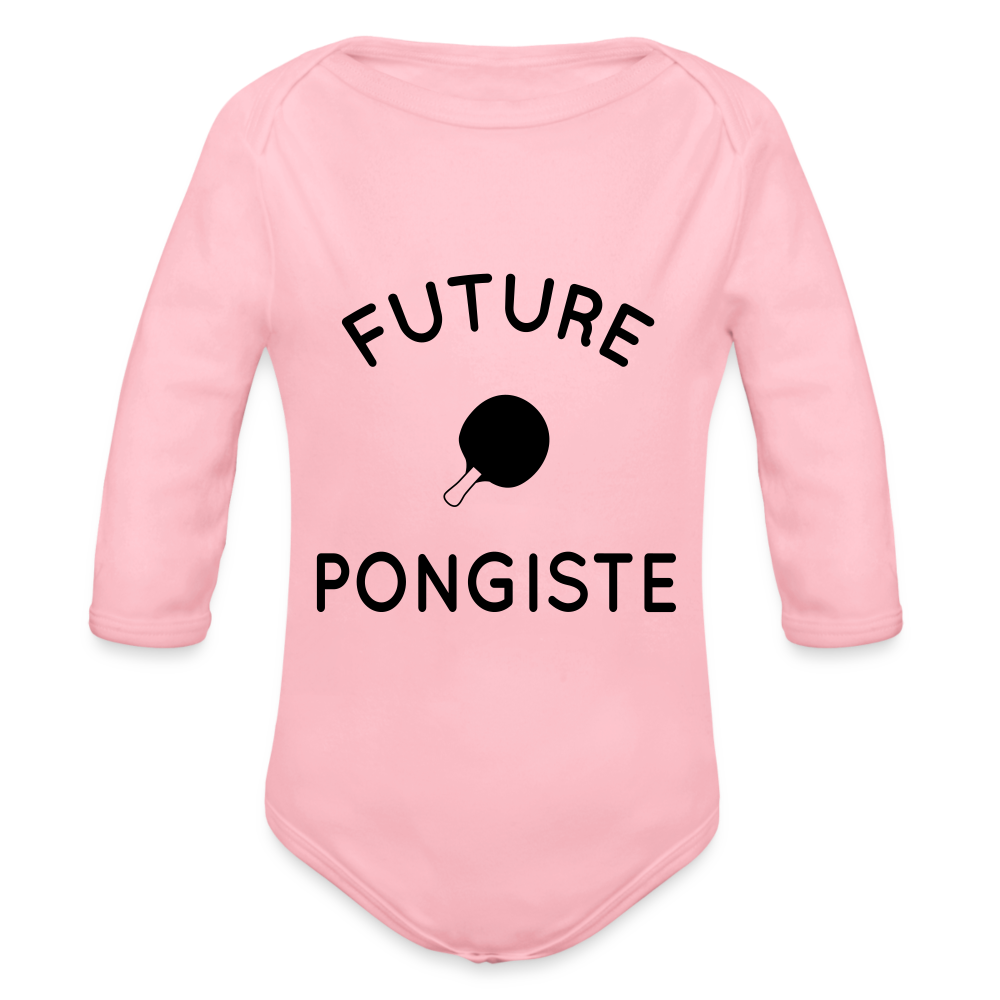 Body Bébé bio manches longues - Future pongiste - rose clair