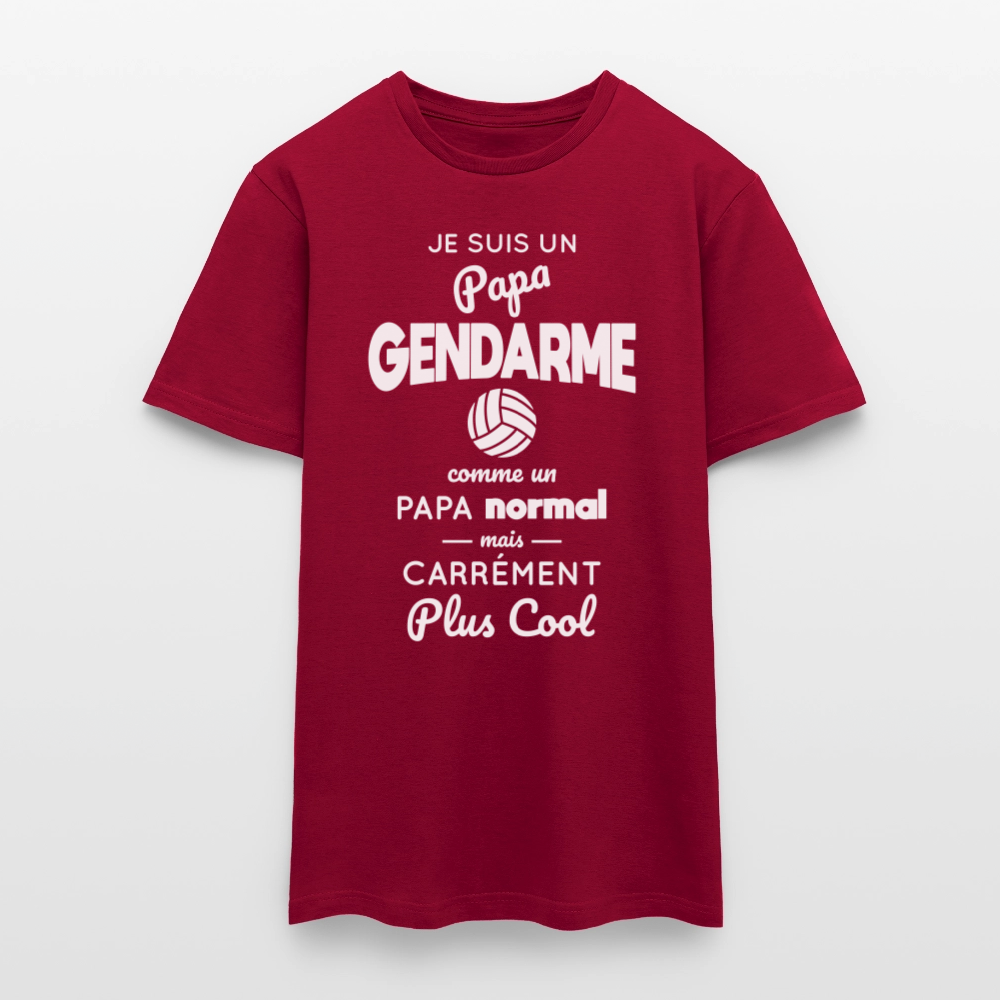 T-shirt Homme - Papa gendarme plus cool - rouge brique
