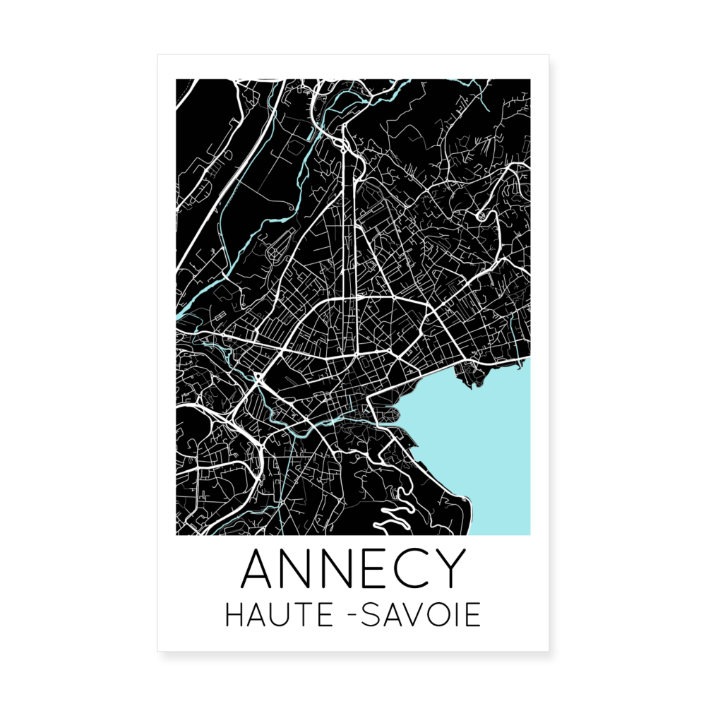 Poster Annecy - Plan Annecy - 20 x 30 cm - blanc