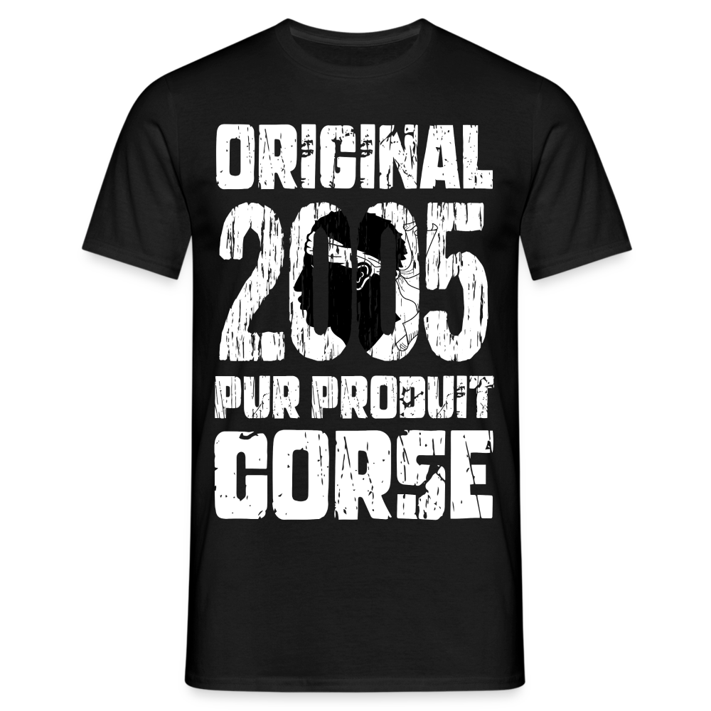 T-shirt Homme - Anniversaire 20 Ans - Original 2005 - Pur produit Corse - noir