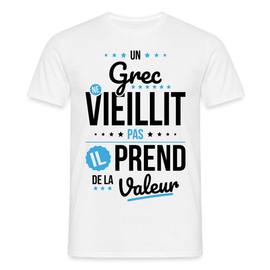 T-shirt Homme - Un Grec ne vieillit pas - blanc