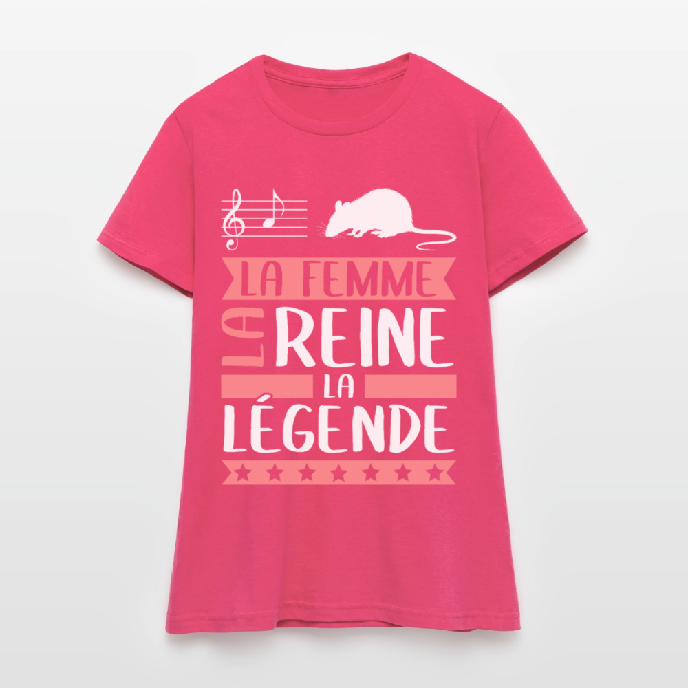 T-shirt femme Lara rébus – La femme, la reine, la légende - rose azalée