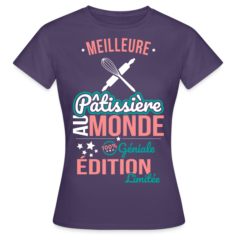 T-shirt Femme - Meilleure Pâtissière au monde - 100% géniale - violet foncé