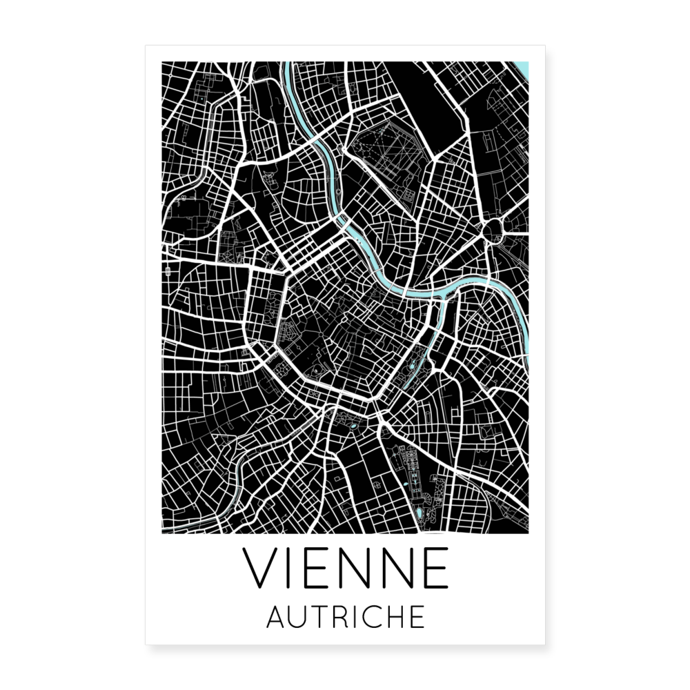 Poster Vienne - Plan Vienne - 40 x 60 cm - blanc