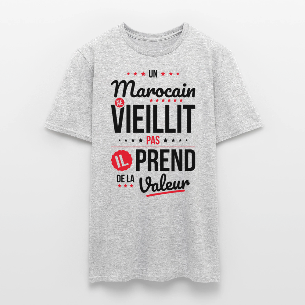 T-shirt Homme - Un Marocain ne vieillit pas - gris chiné