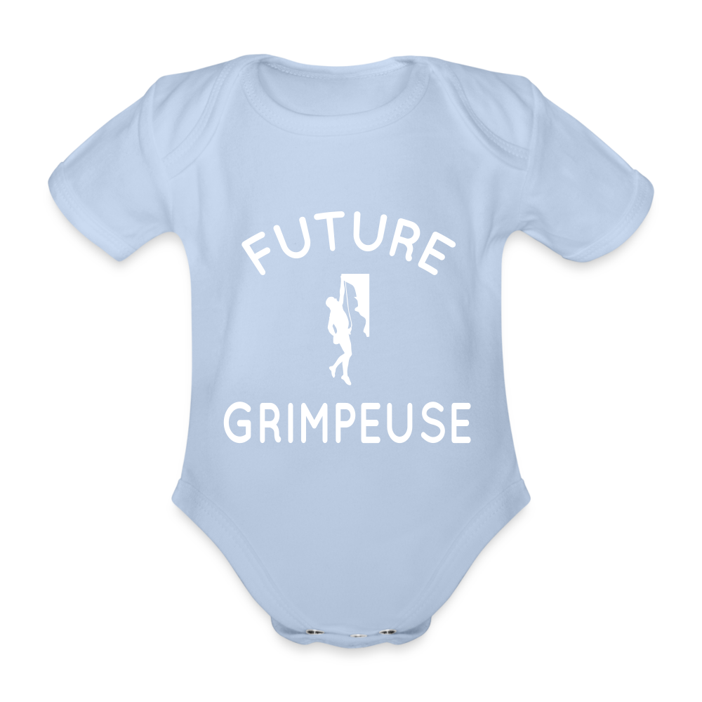 Body Bébé bio manches courtes - Future grimpeuse - ciel