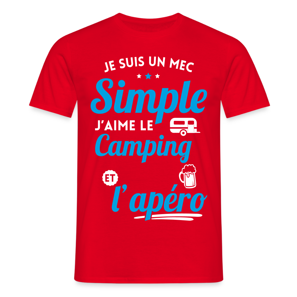 T-shirt Homme - J'aime le camping et l'apéro - rouge