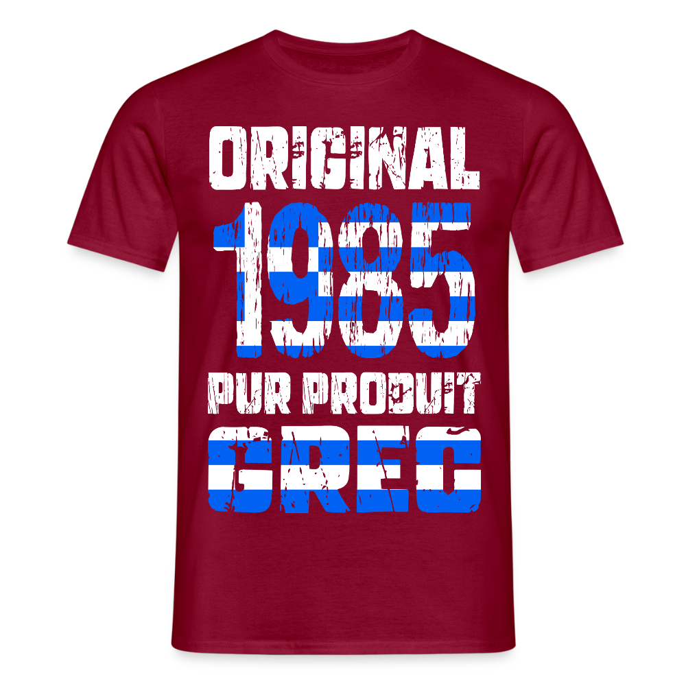 T-shirt Homme - Anniversaire 40 Ans - Original 1985 - Pur produit Grec - rouge brique