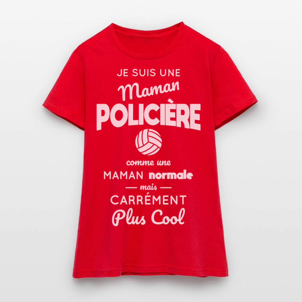 T-shirt Femme - Maman policière plus cool - rouge