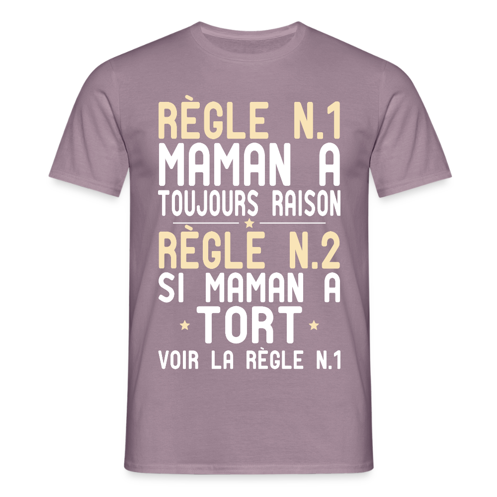 T-shirt Homme - Maman a toujours raison - mauve gris