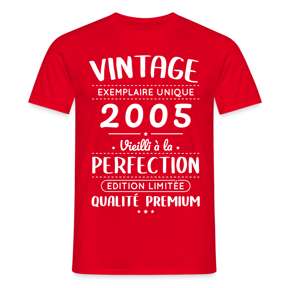 T-shirt Homme - Anniversaire 20 Ans - Vintage 2005 - rouge